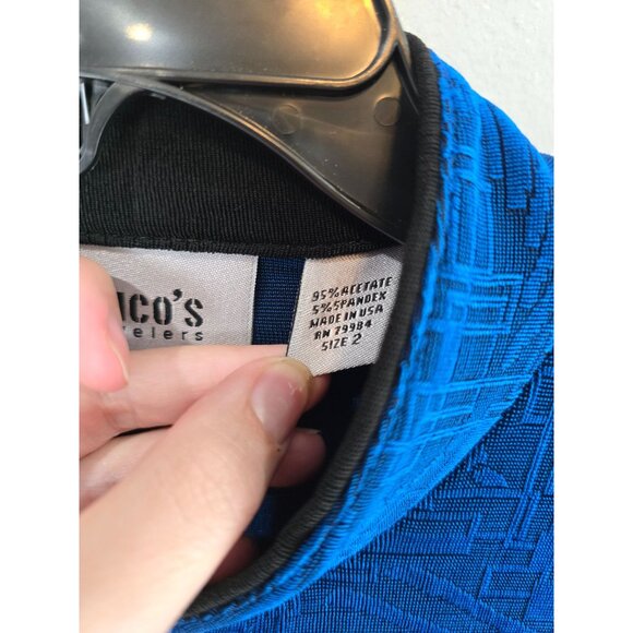 Chico's Shirt Women's XL 2 Blue Travelers Over Shirt Artsy Art To Wear Stretch - Picture 6 of 8